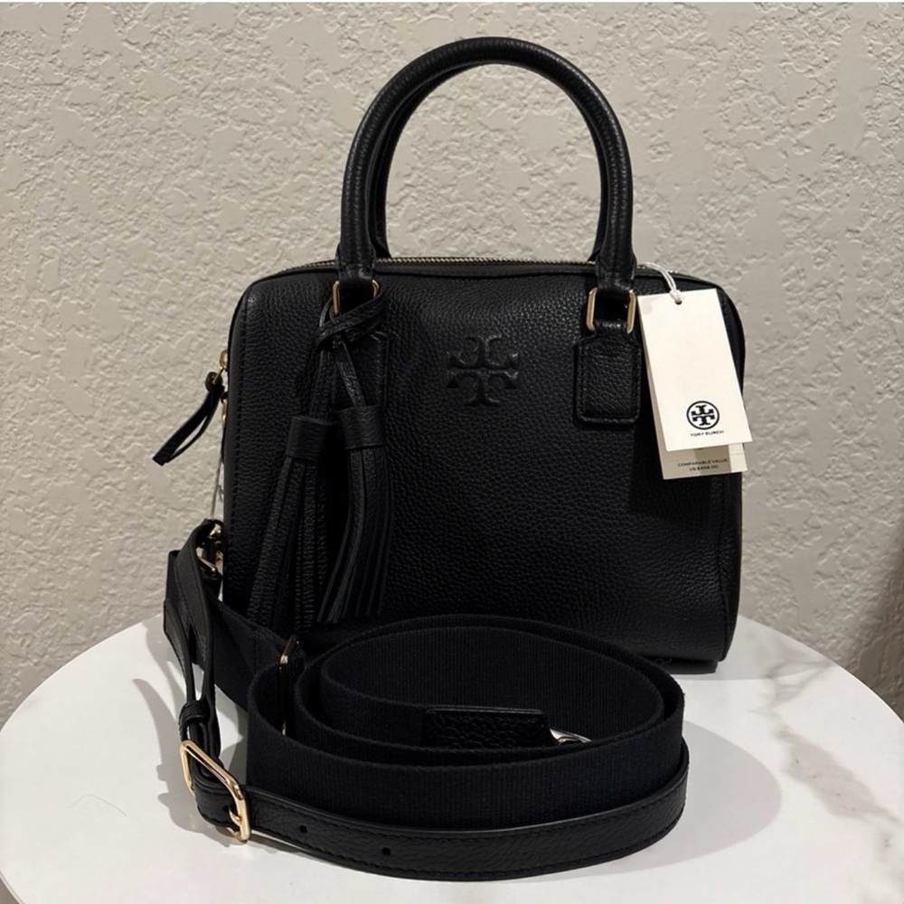 Tory Burch Black Pebbled Satchel